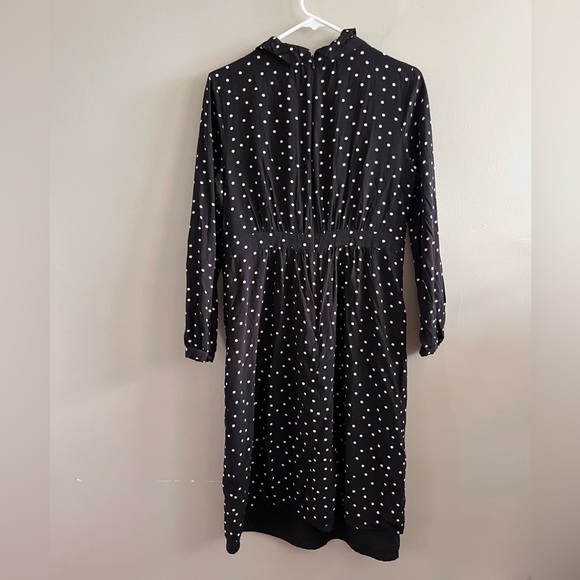 Boden Dresses & Skirts - Boden Black Midi Dress - Long Sleeve Turtle Neck Polka Dot Size‎ 8L